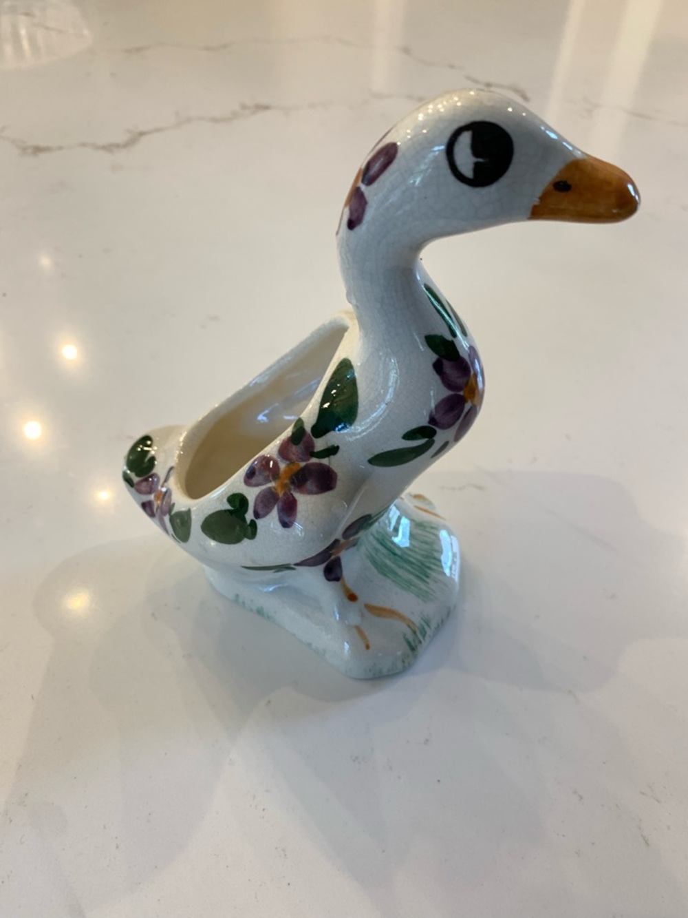 Vintage Duck Planter Mini Ceramic French Country Farm Decor 7”